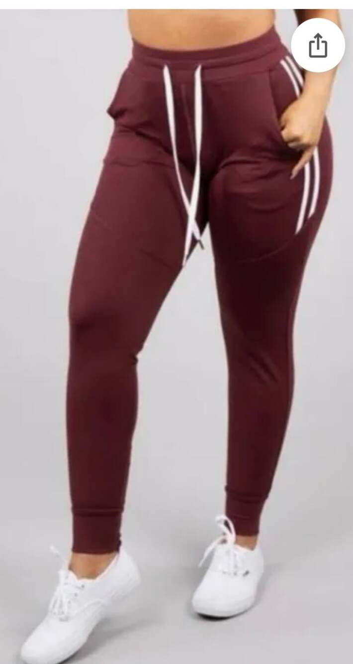 BuffBunny NWOT wine burgundy joggers with drawstring waist XS